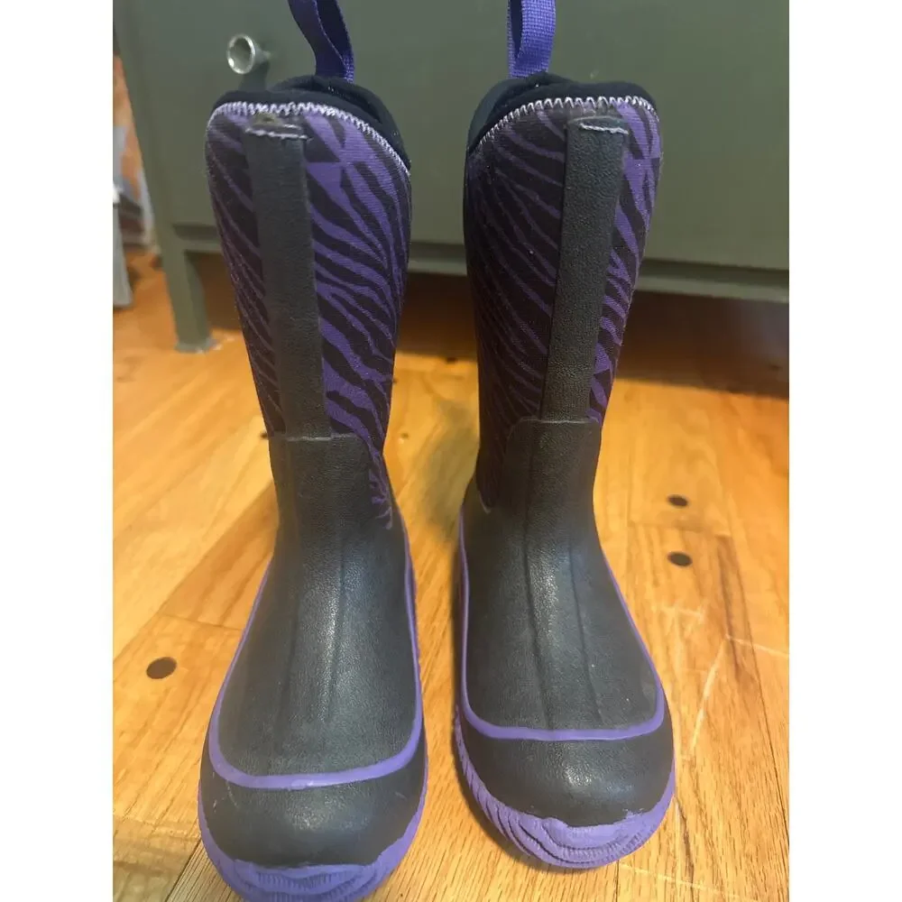 Muck Boot Company Kids Boots Size 10 Purple Zebra Waterproof Neoprene Rubber